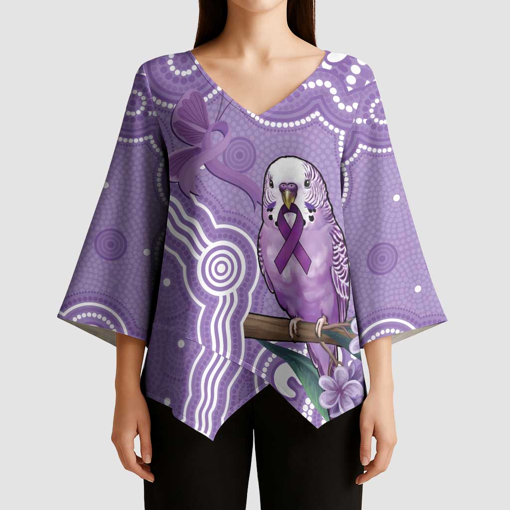 Australia Epilepsy Awareness Kimono Sleeve Blouse Purple Budgerigar Plumeria Aboriginal - Aussie Hoodie