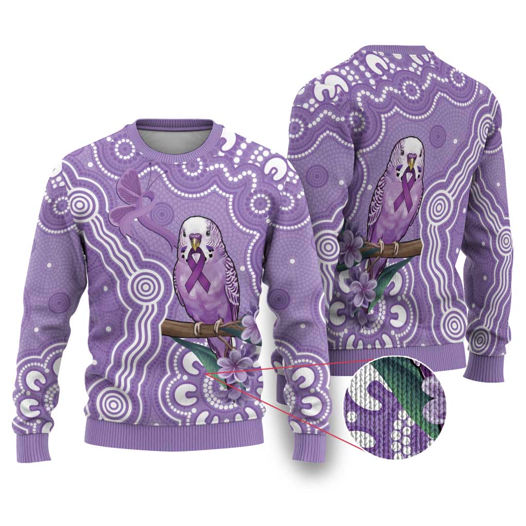 Australia Epilepsy Awareness Ugly Christmas Sweater Purple Budgerigar Plumeria Aboriginal - Aussie Hoodie