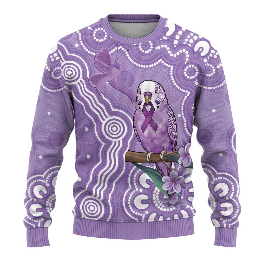 Australia Epilepsy Awareness Ugly Christmas Sweater Purple Budgerigar Plumeria Aboriginal - Aussie Hoodie