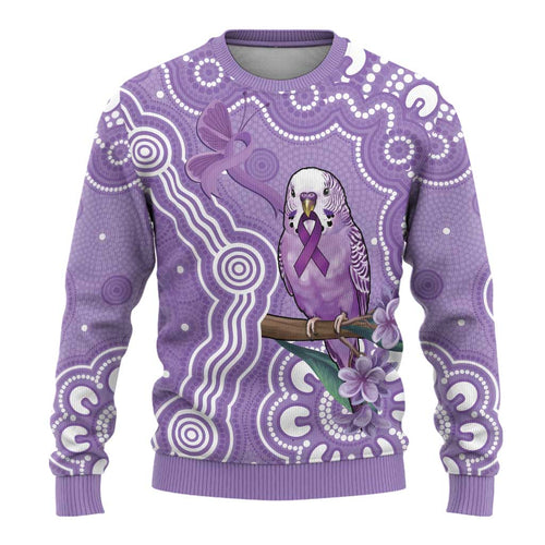 Australia Epilepsy Awareness Ugly Christmas Sweater Purple Budgerigar Plumeria Aboriginal - Aussie Hoodie