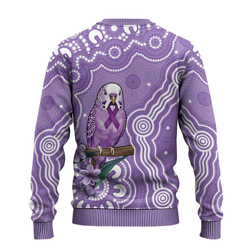 Australia Epilepsy Awareness Ugly Christmas Sweater Purple Budgerigar Plumeria Aboriginal - Aussie Hoodie