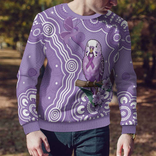 Australia Epilepsy Awareness Ugly Christmas Sweater Purple Budgerigar Plumeria Aboriginal - Aussie Hoodie