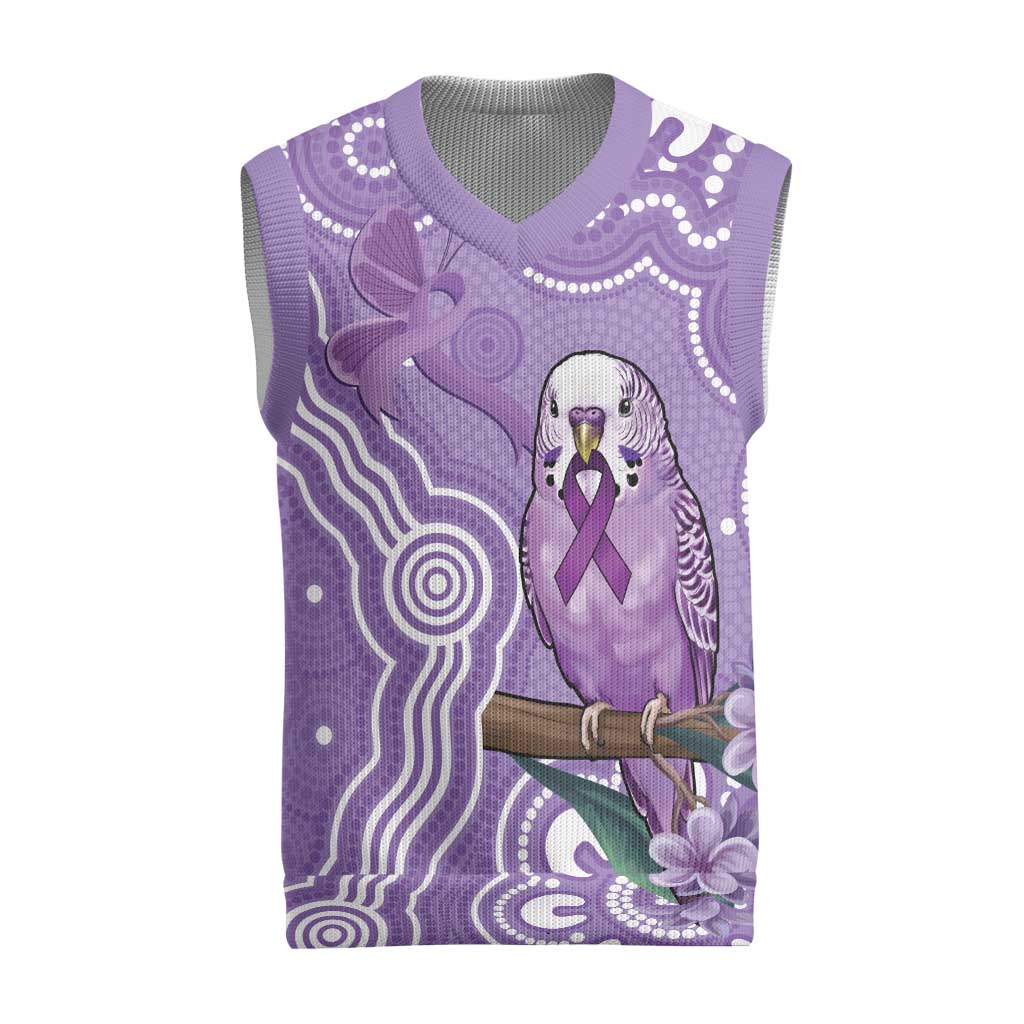 Australia Epilepsy Awareness Christmas Knitted V-Neck Vest Purple Budgerigar Plumeria Aboriginal - Aussie Hoodie