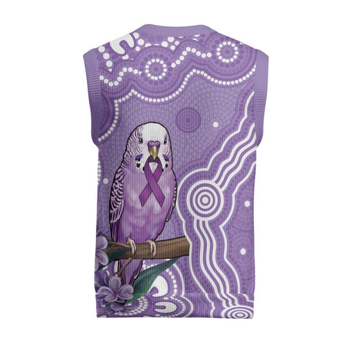 Australia Epilepsy Awareness Christmas Knitted V-Neck Vest Purple Budgerigar Plumeria Aboriginal - Aussie Hoodie