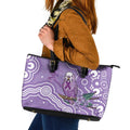 Australia Epilepsy Awareness Leather Tote Bag Purple Budgerigar Plumeria Aboriginal - Aussie Hoodie
