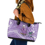 Australia Epilepsy Awareness Leather Tote Bag Purple Budgerigar Plumeria Aboriginal - Aussie Hoodie