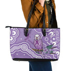 Australia Epilepsy Awareness Leather Tote Bag Purple Budgerigar Plumeria Aboriginal - Aussie Hoodie