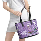 Australia Epilepsy Awareness Leather Tote Bag Purple Budgerigar Plumeria Aboriginal - Aussie Hoodie