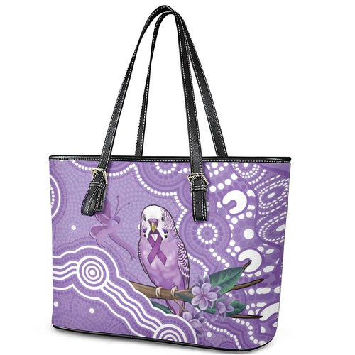 Australia Epilepsy Awareness Leather Tote Bag Purple Budgerigar Plumeria Aboriginal - Aussie Hoodie