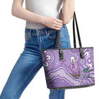 Australia Epilepsy Awareness Leather Tote Bag Purple Budgerigar Plumeria Aboriginal - Aussie Hoodie