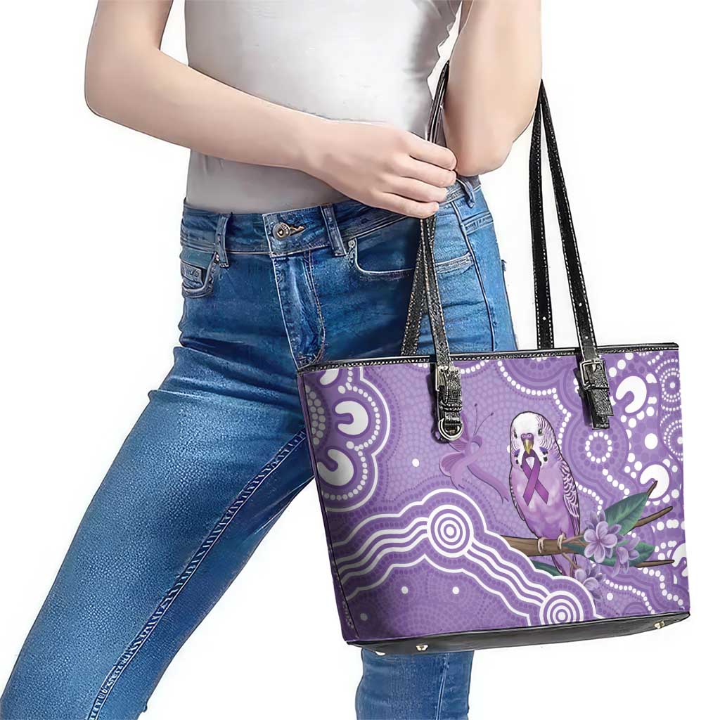 Australia Epilepsy Awareness Leather Tote Bag Purple Budgerigar Plumeria Aboriginal - Aussie Hoodie
