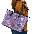 Australia Epilepsy Awareness Leather Tote Bag Purple Budgerigar Plumeria Aboriginal - Aussie Hoodie