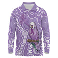 Australia Epilepsy Awareness Long Sleeve Polo Shirt Purple Budgerigar Plumeria Aboriginal - Aussie Hoodie