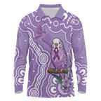 Australia Epilepsy Awareness Long Sleeve Polo Shirt Purple Budgerigar Plumeria Aboriginal - Aussie Hoodie