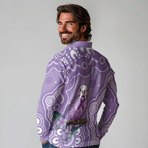 Australia Epilepsy Awareness Long Sleeve Polo Shirt Purple Budgerigar Plumeria Aboriginal - Aussie Hoodie