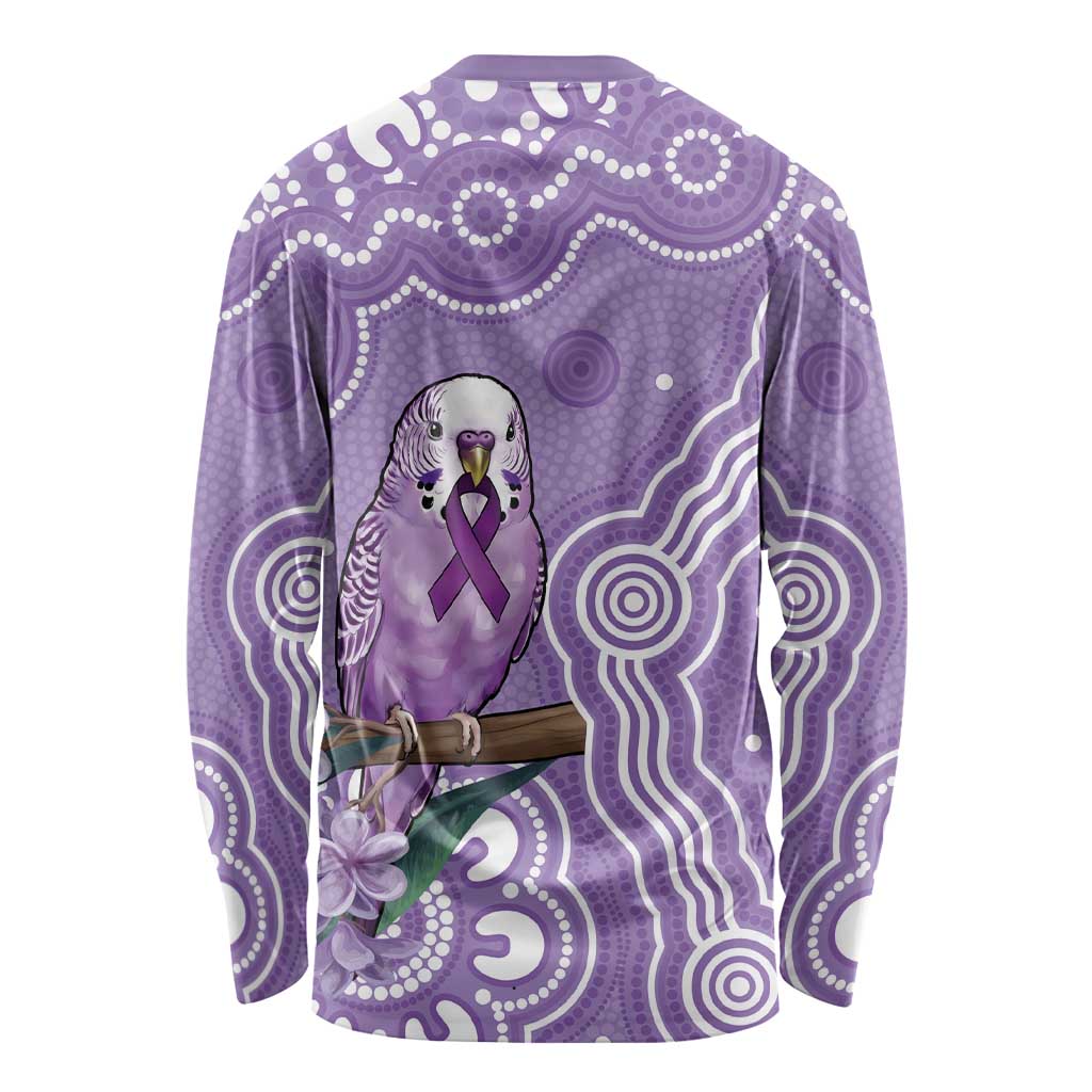 Australia Epilepsy Awareness Long Sleeve Shirt Purple Budgerigar Plumeria Aboriginal - Aussie Hoodie