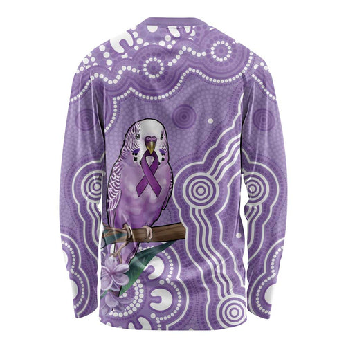 Australia Epilepsy Awareness Long Sleeve Shirt Purple Budgerigar Plumeria Aboriginal - Aussie Hoodie