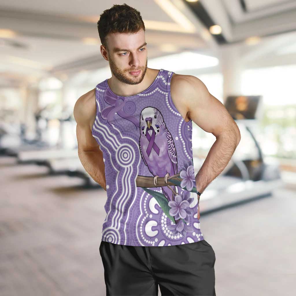Australia Epilepsy Awareness Men Tank Top Purple Budgerigar Plumeria Aboriginal - Aussie Hoodie