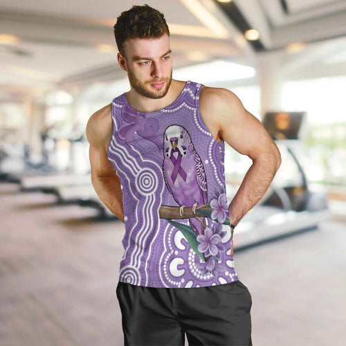 Australia Epilepsy Awareness Men Tank Top Purple Budgerigar Plumeria Aboriginal - Aussie Hoodie