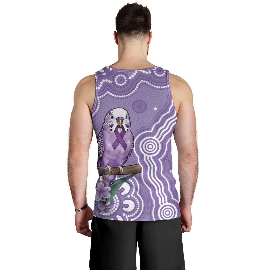 Australia Epilepsy Awareness Men Tank Top Purple Budgerigar Plumeria Aboriginal - Aussie Hoodie
