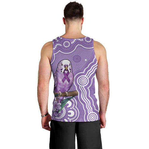 Australia Epilepsy Awareness Men Tank Top Purple Budgerigar Plumeria Aboriginal - Aussie Hoodie