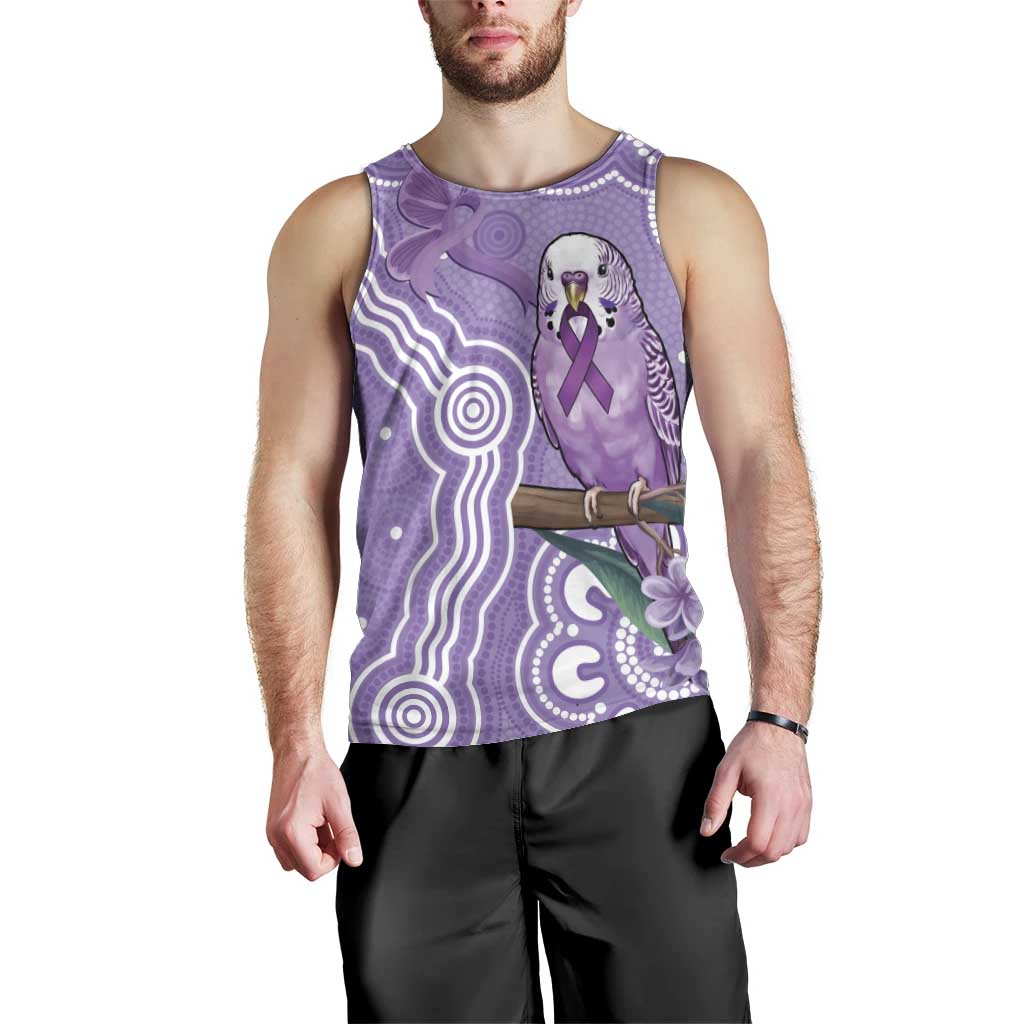 Australia Epilepsy Awareness Men Tank Top Purple Budgerigar Plumeria Aboriginal - Aussie Hoodie
