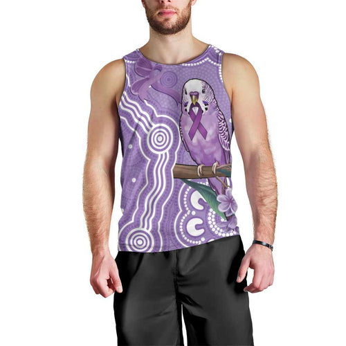 Australia Epilepsy Awareness Men Tank Top Purple Budgerigar Plumeria Aboriginal - Aussie Hoodie