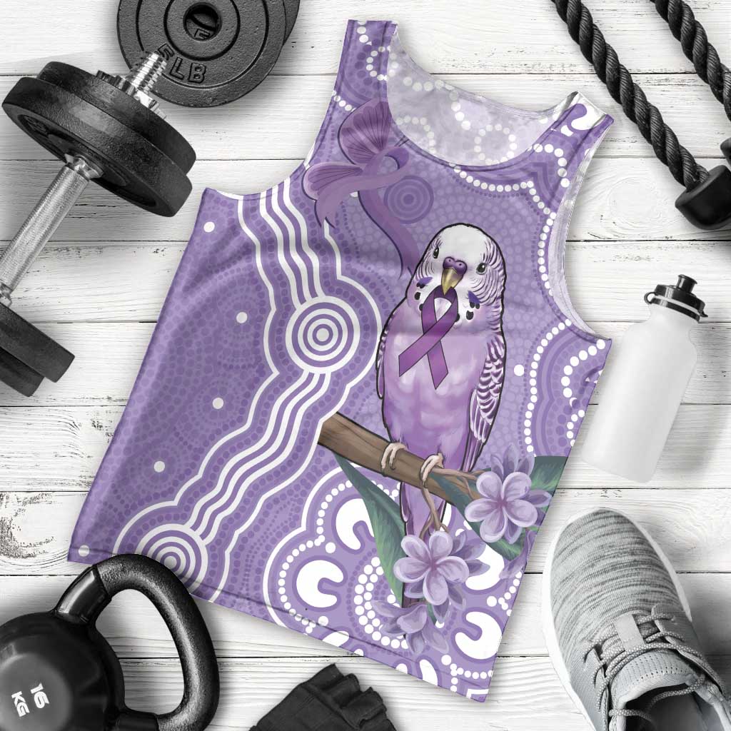 Australia Epilepsy Awareness Men Tank Top Purple Budgerigar Plumeria Aboriginal - Aussie Hoodie