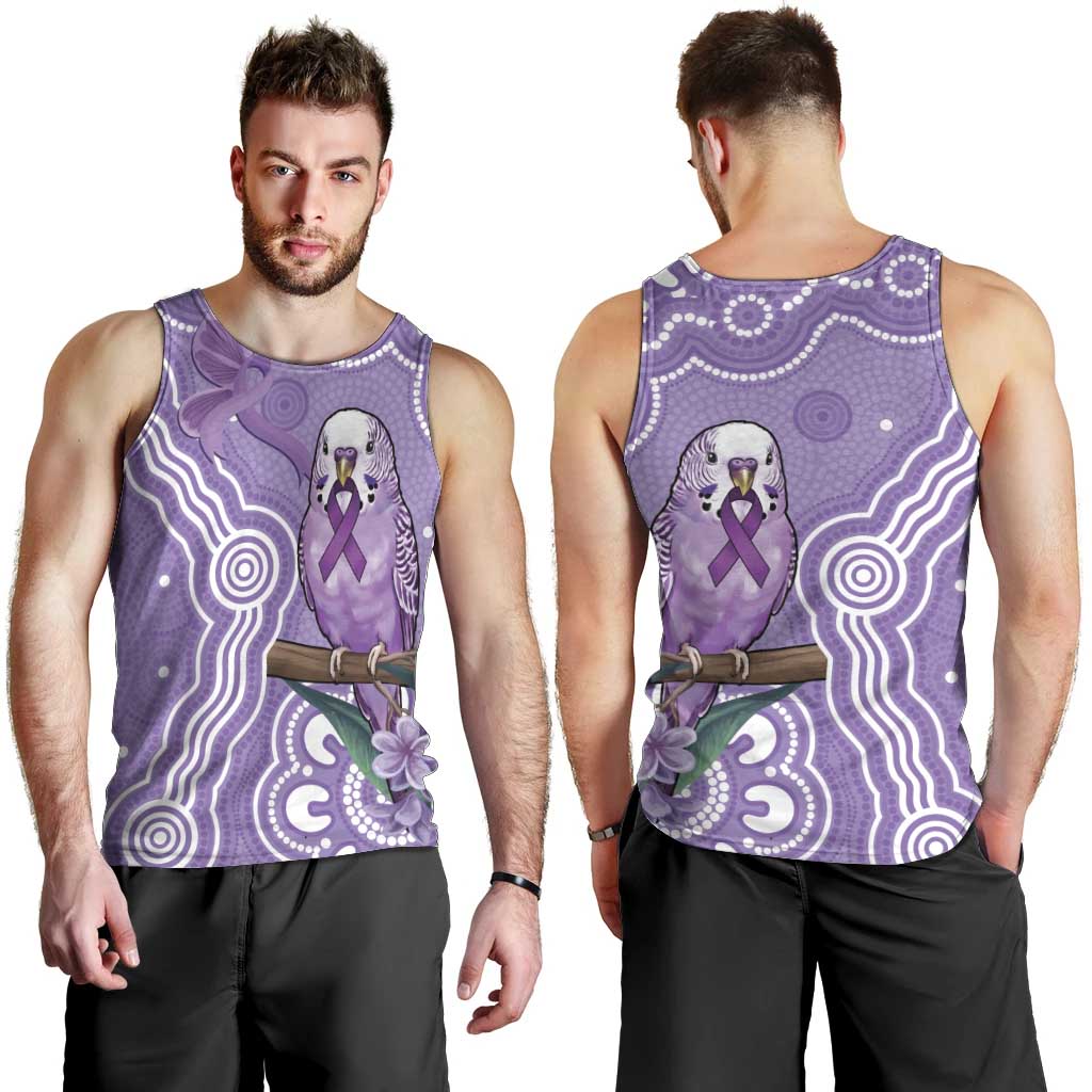 Australia Epilepsy Awareness Men Tank Top Purple Budgerigar Plumeria Aboriginal - Aussie Hoodie