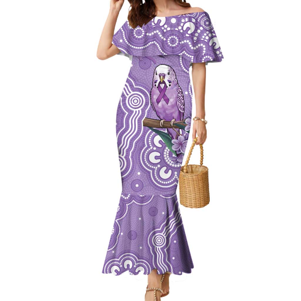 Australia Epilepsy Awareness Mermaid Dress Purple Budgerigar Plumeria Aboriginal - Aussie Hoodie