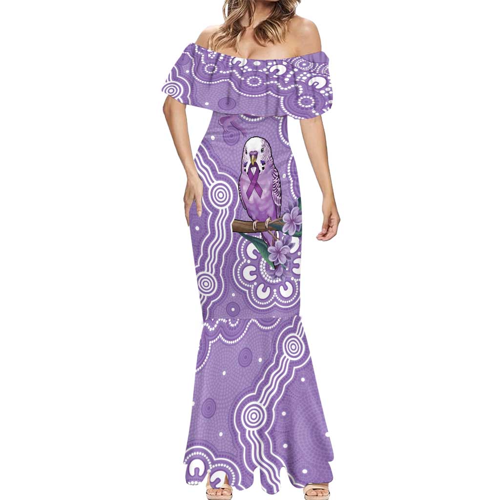 Australia Epilepsy Awareness Mermaid Dress Purple Budgerigar Plumeria Aboriginal - Aussie Hoodie