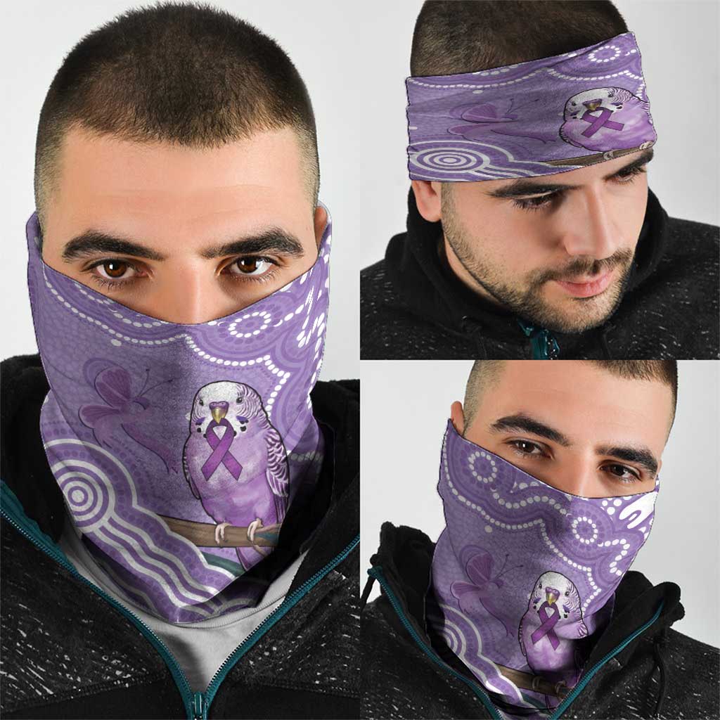 Australia Epilepsy Awareness Neck Gaiter Purple Budgerigar Plumeria Aboriginal - Aussie Hoodie