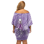 Australia Epilepsy Awareness Off Shoulder Short Dress Purple Budgerigar Plumeria Aboriginal - Aussie Hoodie