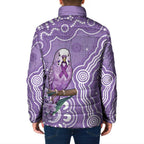 Australia Epilepsy Awareness Padded Jacket Purple Budgerigar Plumeria Aboriginal - Aussie Hoodie