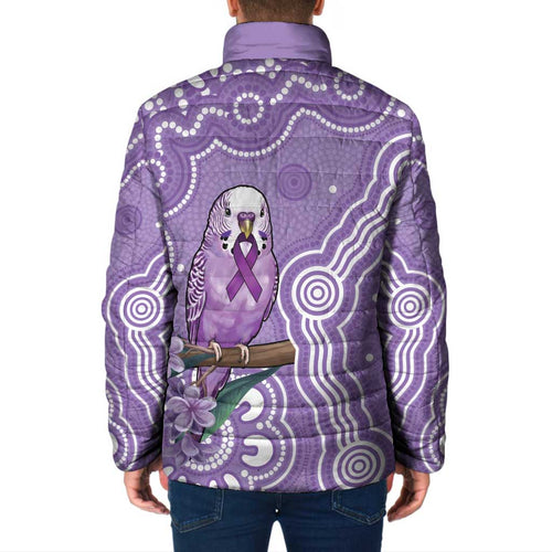 Australia Epilepsy Awareness Padded Jacket Purple Budgerigar Plumeria Aboriginal - Aussie Hoodie