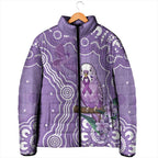 Australia Epilepsy Awareness Padded Jacket Purple Budgerigar Plumeria Aboriginal - Aussie Hoodie