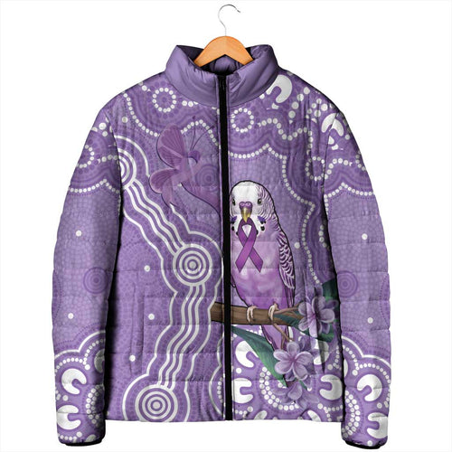Australia Epilepsy Awareness Padded Jacket Purple Budgerigar Plumeria Aboriginal - Aussie Hoodie