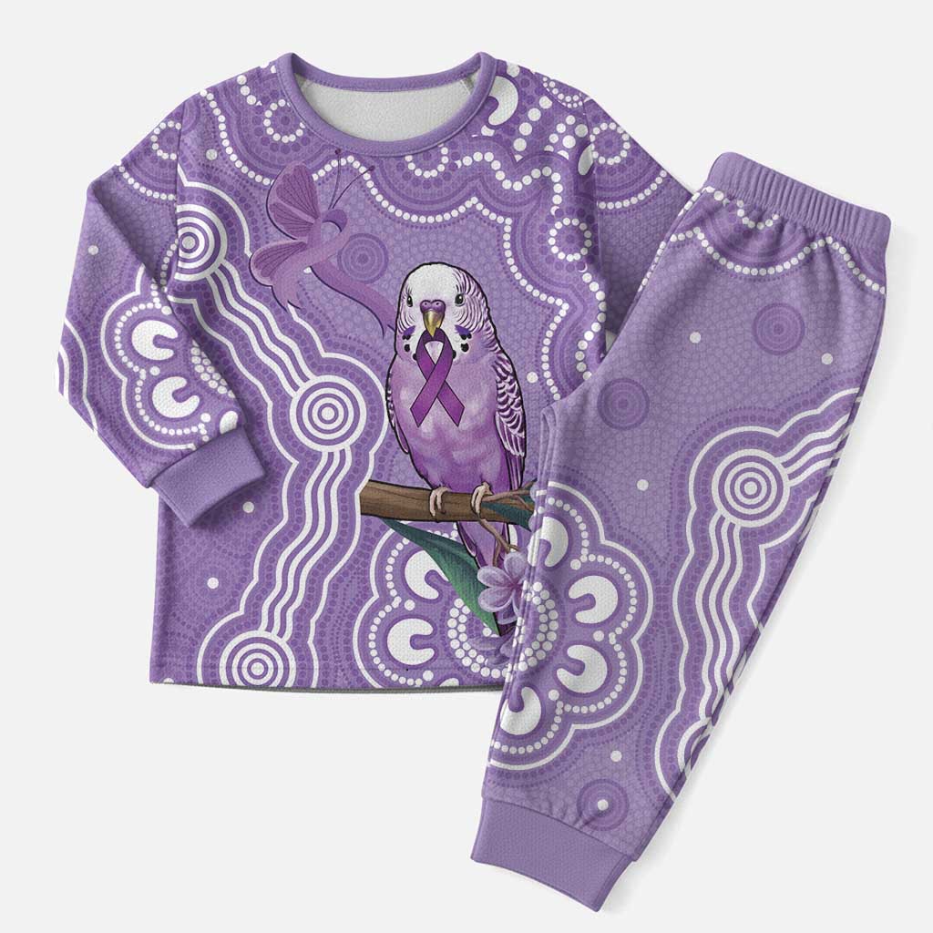 Australia Epilepsy Awareness Christmas Pajama Set Purple Budgerigar Plumeria Aboriginal - Aussie Hoodie