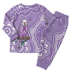 Australia Epilepsy Awareness Christmas Pajama Set Purple Budgerigar Plumeria Aboriginal - Aussie Hoodie