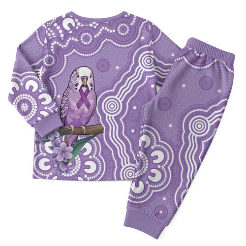 Australia Epilepsy Awareness Christmas Pajama Set Purple Budgerigar Plumeria Aboriginal - Aussie Hoodie