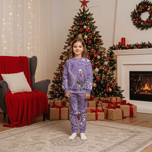 Australia Epilepsy Awareness Christmas Pajama Set Purple Budgerigar Plumeria Aboriginal - Aussie Hoodie