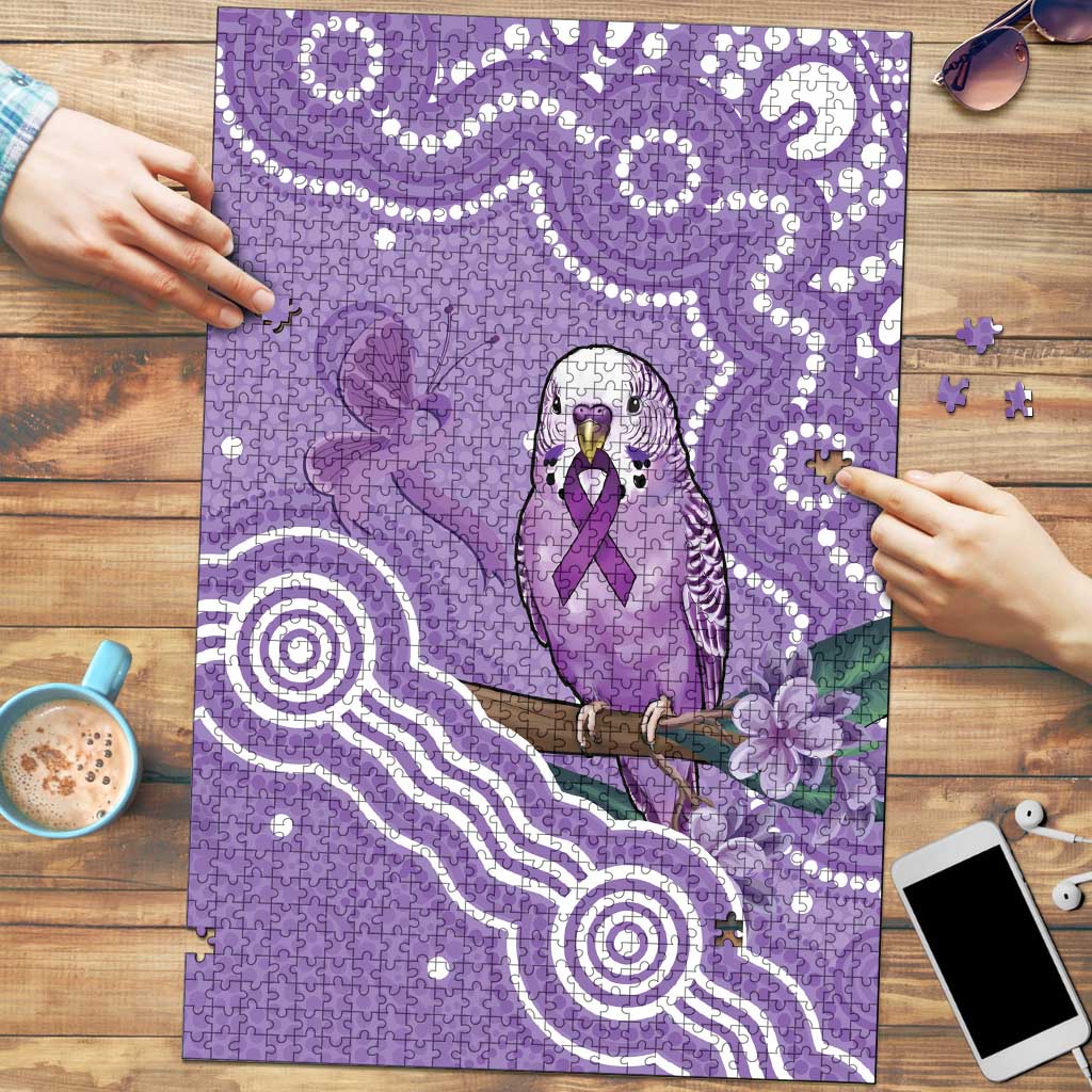 Australia Epilepsy Awareness Puzzle Purple Budgerigar Plumeria Aboriginal - Aussie Hoodie