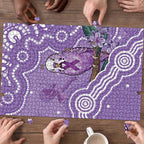 Australia Epilepsy Awareness Puzzle Purple Budgerigar Plumeria Aboriginal - Aussie Hoodie