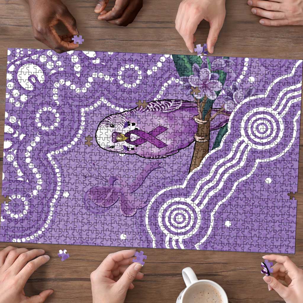 Australia Epilepsy Awareness Puzzle Purple Budgerigar Plumeria Aboriginal - Aussie Hoodie