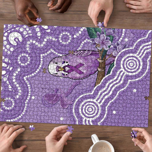 Australia Epilepsy Awareness Puzzle Purple Budgerigar Plumeria Aboriginal - Aussie Hoodie