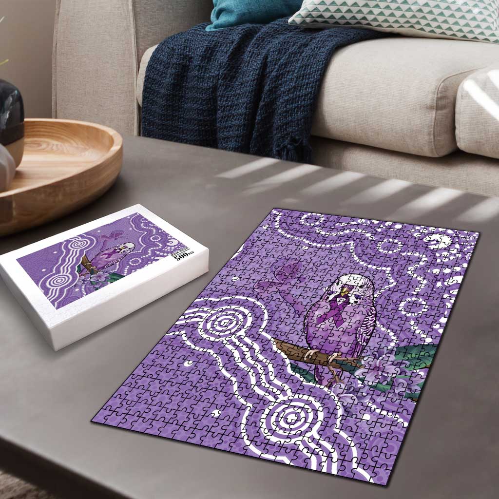 Australia Epilepsy Awareness Puzzle Purple Budgerigar Plumeria Aboriginal - Aussie Hoodie