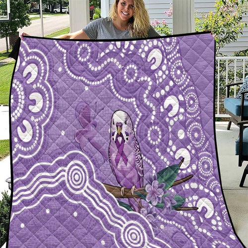 Australia Epilepsy Awareness Quilt Purple Budgerigar Plumeria Aboriginal - Aussie Hoodie