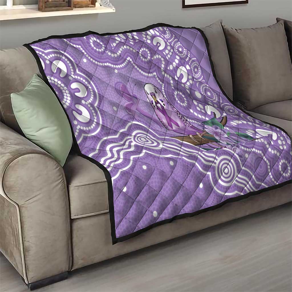 Australia Epilepsy Awareness Quilt Purple Budgerigar Plumeria Aboriginal - Aussie Hoodie