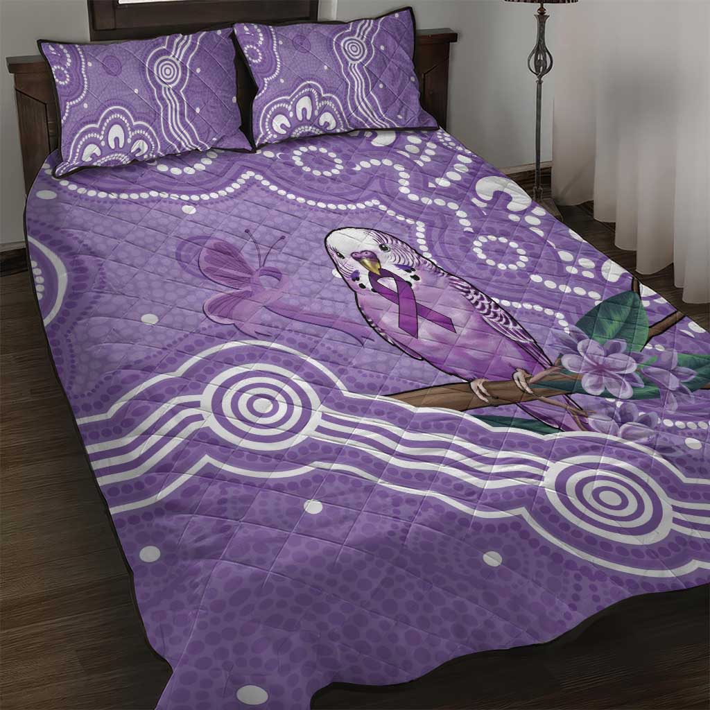 Australia Epilepsy Awareness Quilt Bed Set Purple Budgerigar Plumeria Aboriginal - Aussie Hoodie