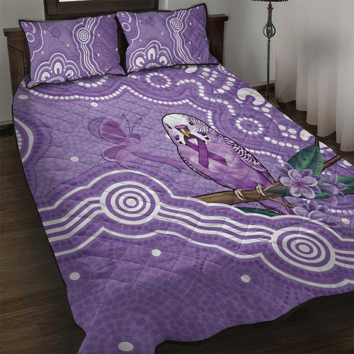 Australia Epilepsy Awareness Quilt Bed Set Purple Budgerigar Plumeria Aboriginal - Aussie Hoodie